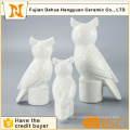 White Ceramic Owl Figurine Candle Holder Craft for Home Decoration